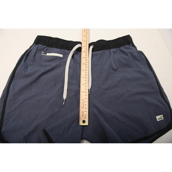 Vuori Shorts Mens Large Blue Black Trim Athletic Hybrid Swim Zip Pocket Drawcord - Picture 7 of 10